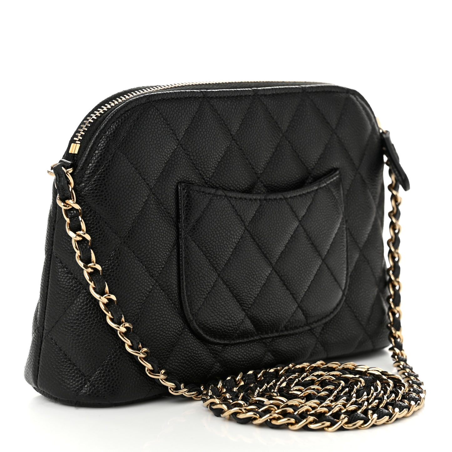 Caviar Quilted Classic Clutch With Chain Black