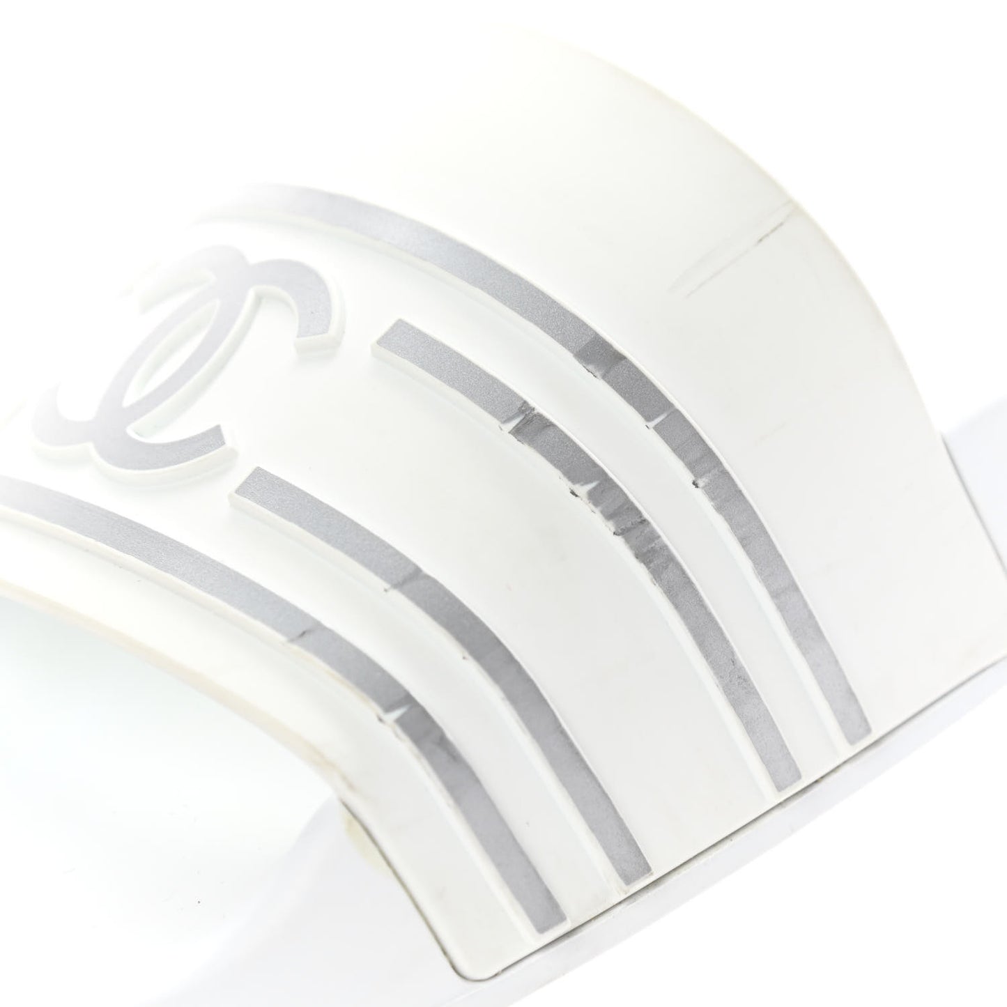 Rubber CC Flat Slide Sandals 40 White