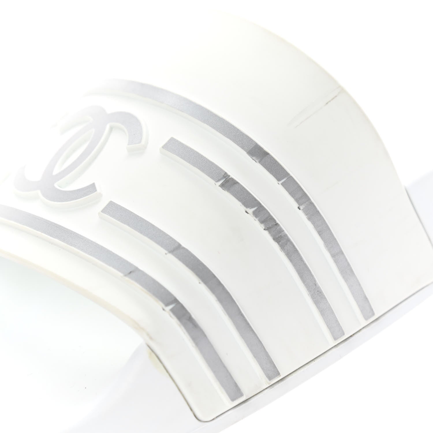 Chanel Rubber CC Flat Slide Sandals 40 White 9 of 12