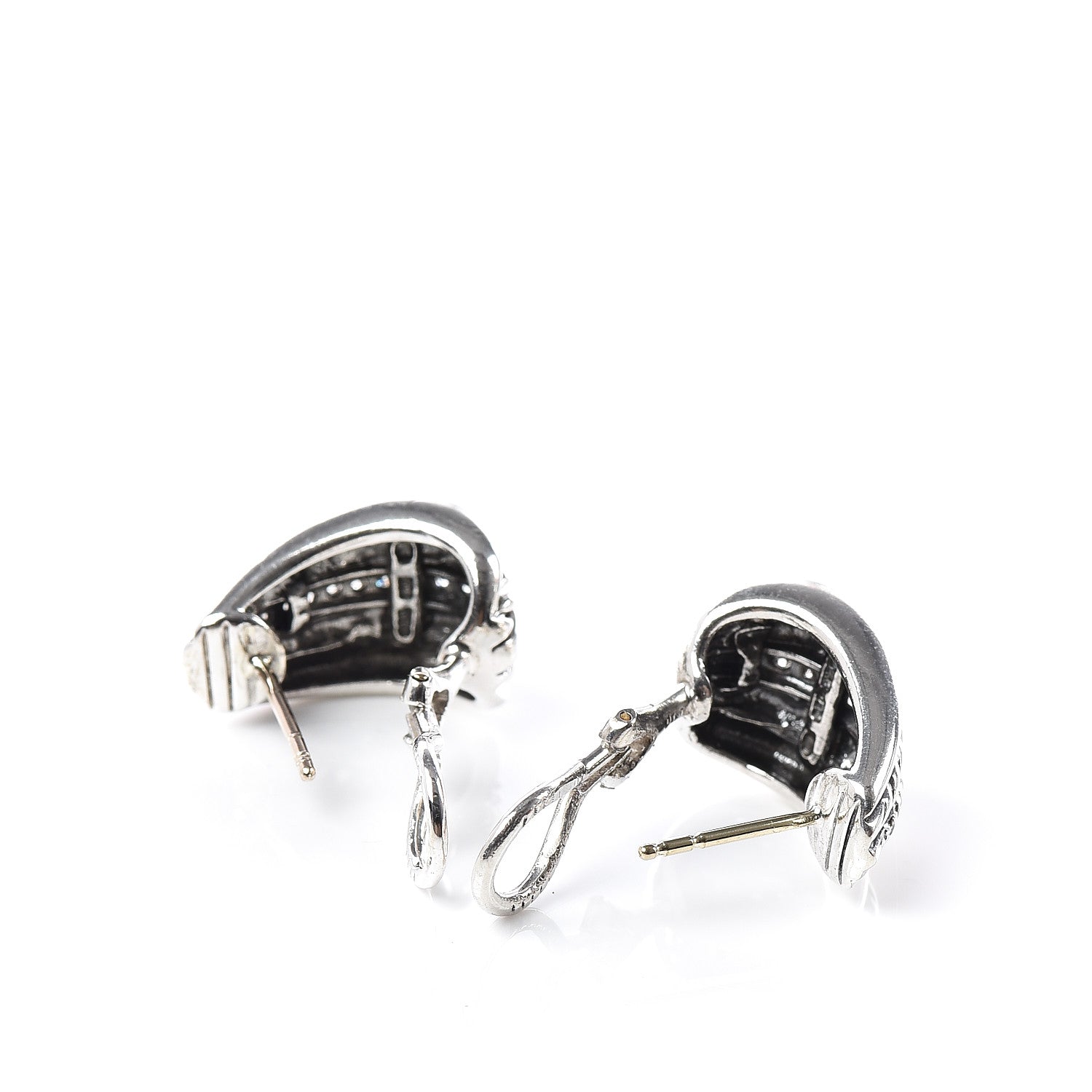 David Yurman Sterling Silver Diamond Cable Earrings 3 of 4