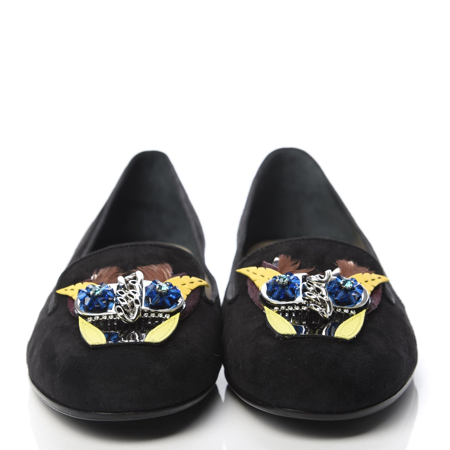 Suede Embellished Slipper Loafer 40.5 Black