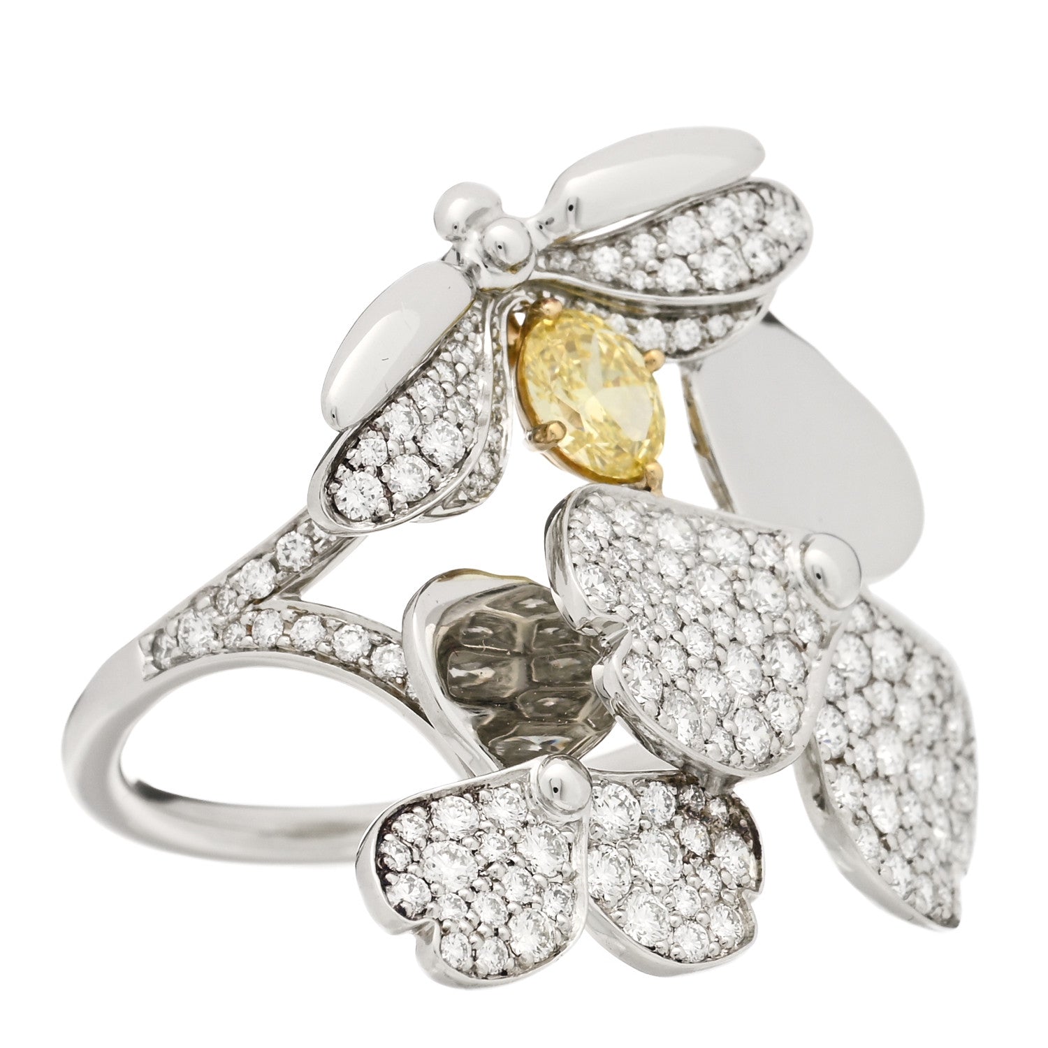 Tiffany Platinum Yellow Diamond Firefly Paper Flowers Cluster Ring 60 9.25 3 of 6