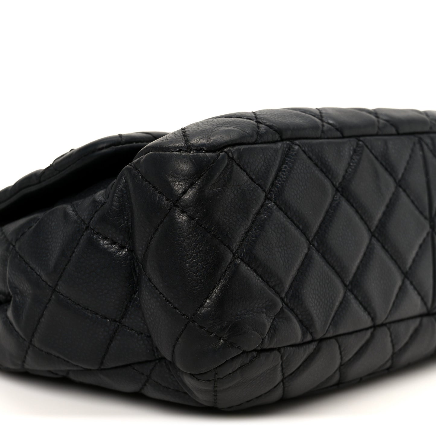 Washed Caviar Quilted Jumbo Single Flap Black