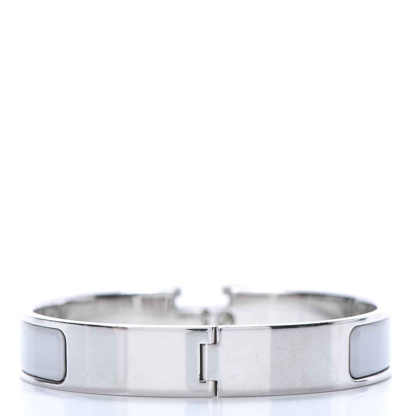 Enamel Narrow Clic Clac H Bracelet PM Blanc Gris Clair