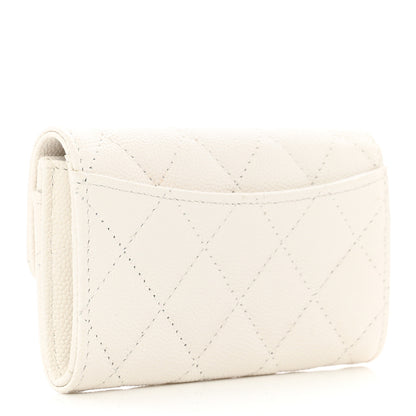 Chanel Caviar Quilted Flap Card Holder Wallet White 3 of 10