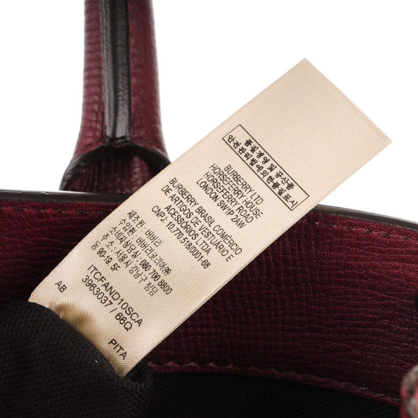 Calfskin House Check Medium Banner Tote Mahogany Red