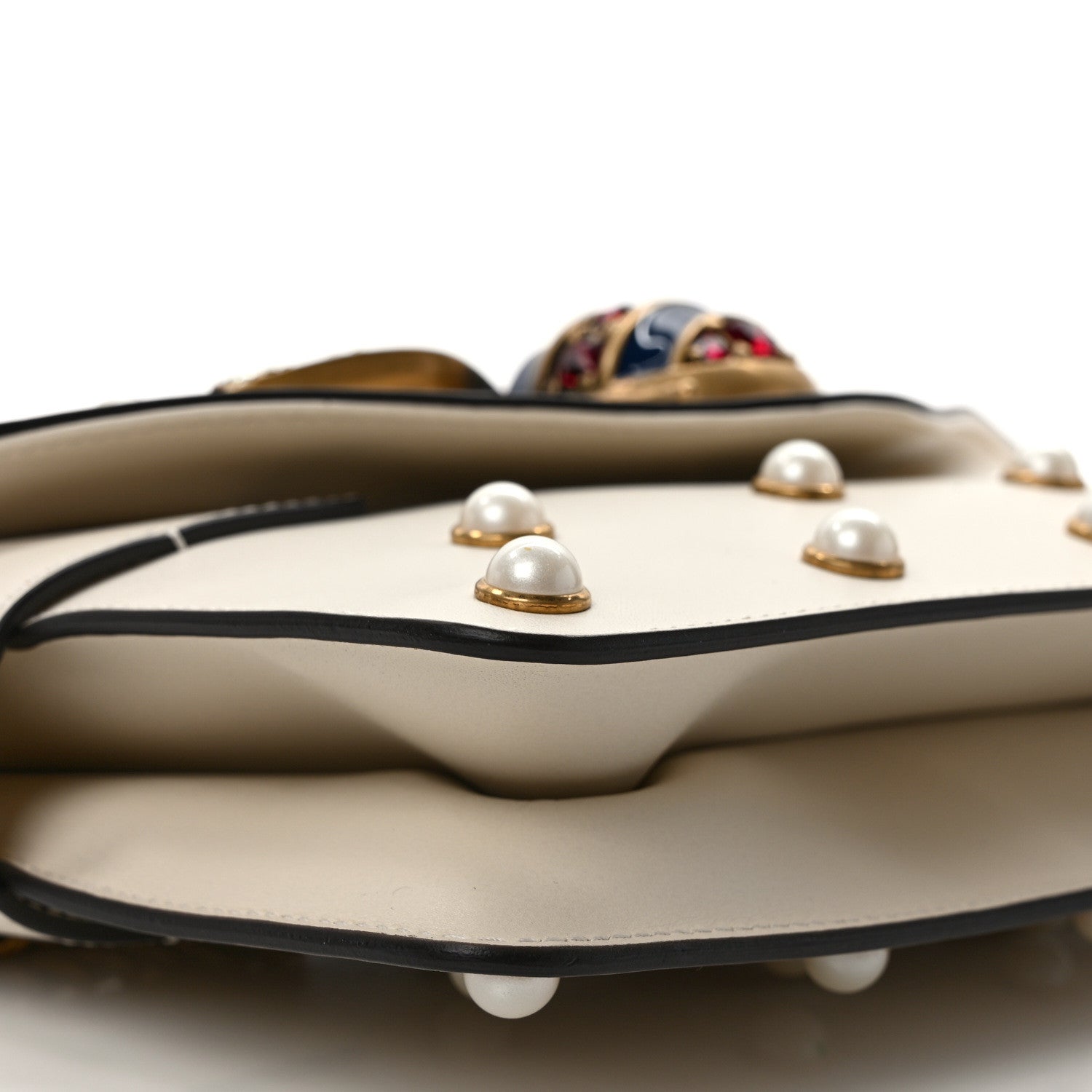 Gucci Nappa Pearl Studded Mini Queen Margaret Broadway Shoulder Bag Mystic White 9 of 12