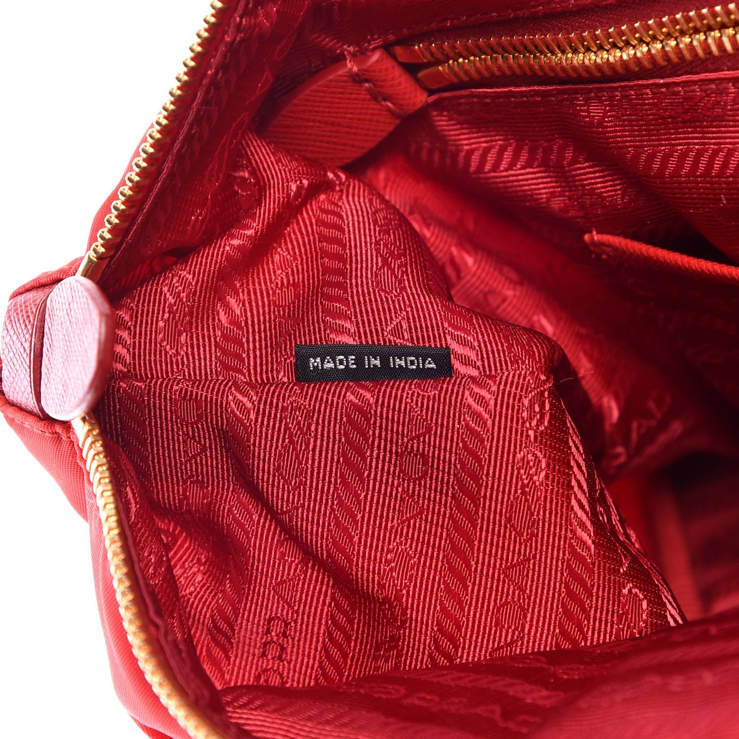 Prada Saffiano Tessuto Nylon Tote Rosso 8 of 8