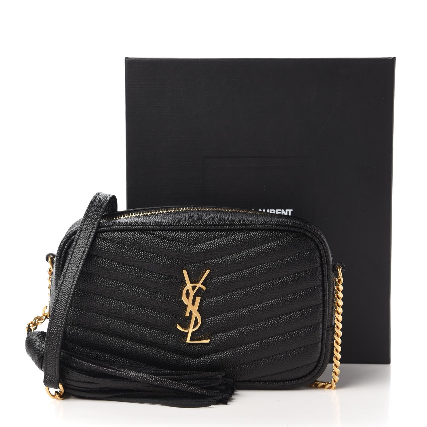 Saint Laurent Grain De Poudre Matelasse Monogram Mini Lou Camera Bag Black 10 of 10