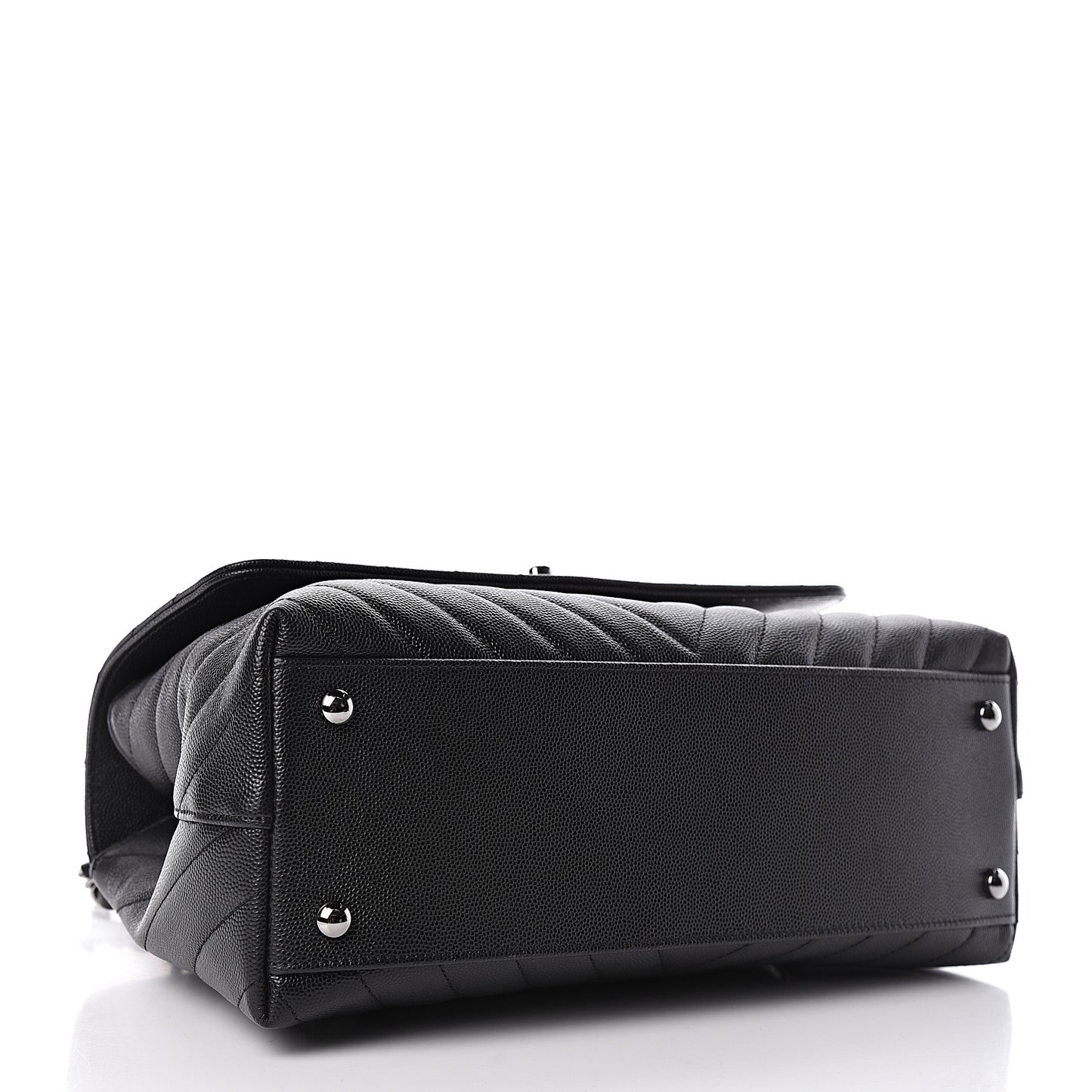 Caviar Chevron Quilted Small Coco Handle Flap Black