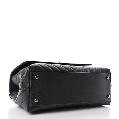 Chanel Caviar Chevron Quilted Small Coco Handle Flap Black 4 of 10