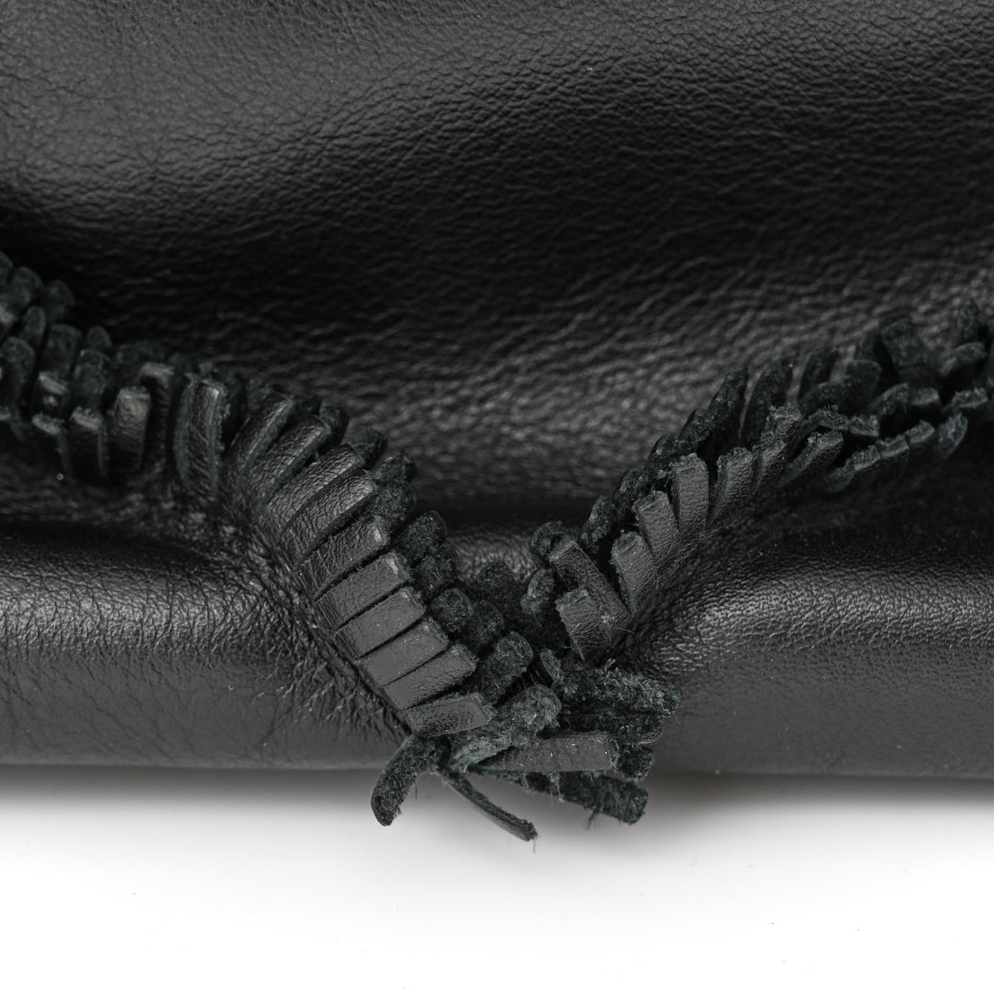 Lambskin Fringe Single Flap Black