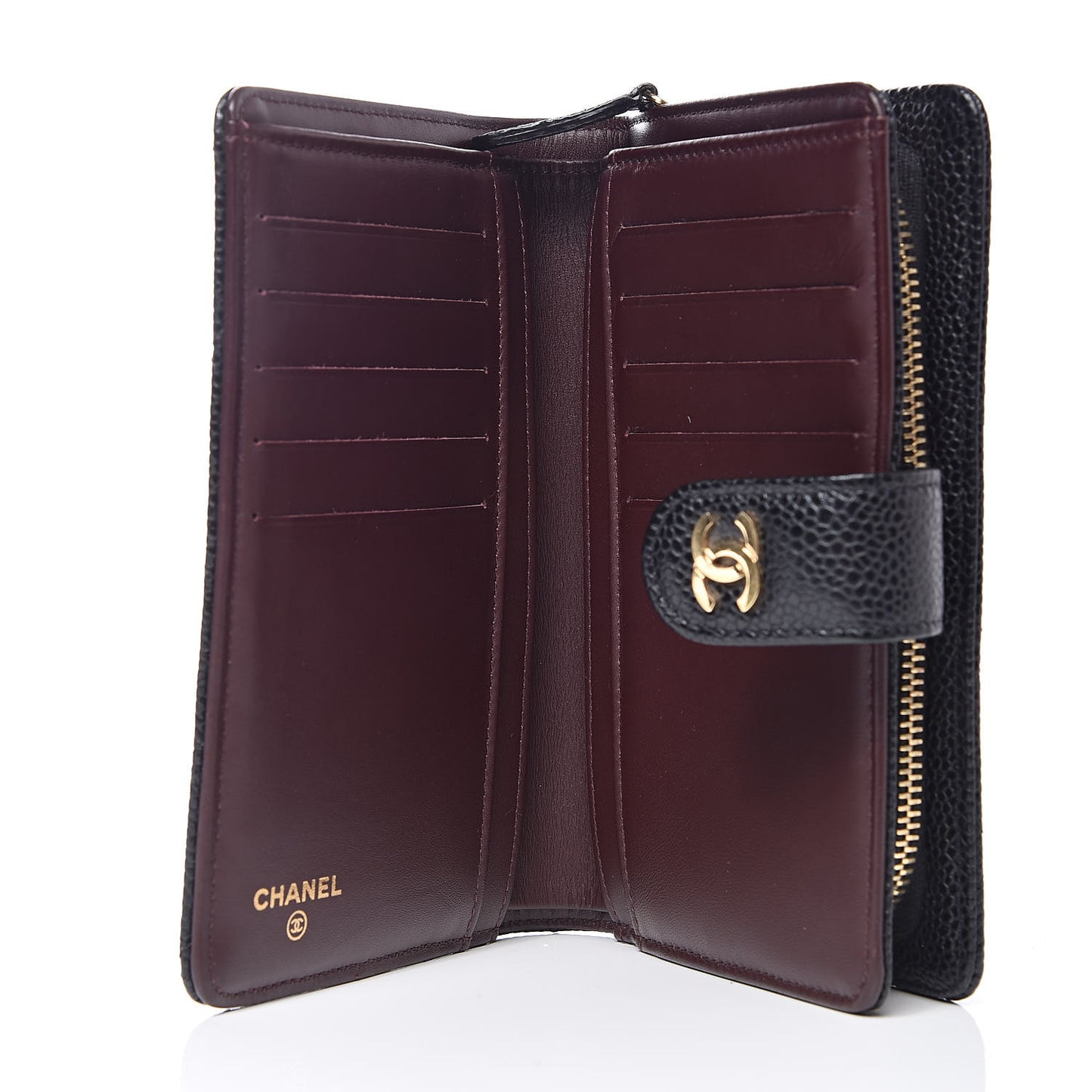 Caviar Quilted Zipped Pocket Wallet Black