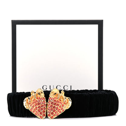 Gucci Velvet Crystal Strawberry Belt 90 36 Black Multicolor 5 of 5