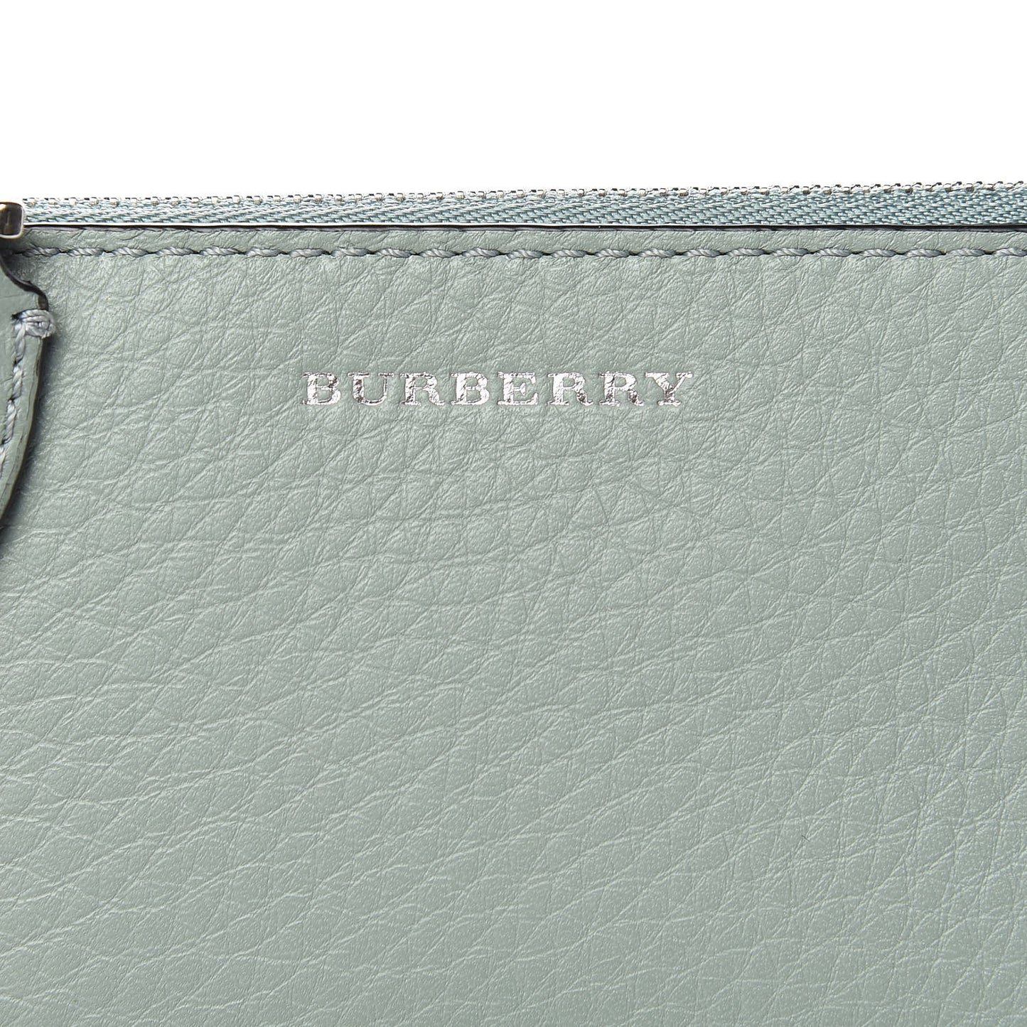 Grainy Calfskin Zip Card Case Eucalyptus Green Dark Bottle Green