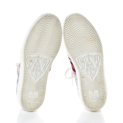 Gucci Glitter Web Womens Ace Sneakers 34.5 Silver 7 of 7