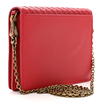 Bottega Veneta Nappa Intrecciato Chain Wallet China Red 3 of 11