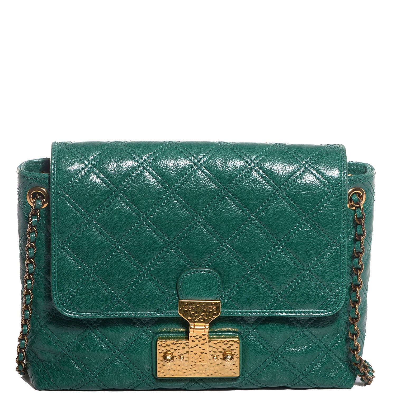 Marc Jacobs Lambskin Baroque Large Single Flap Emerald 1 of 8
