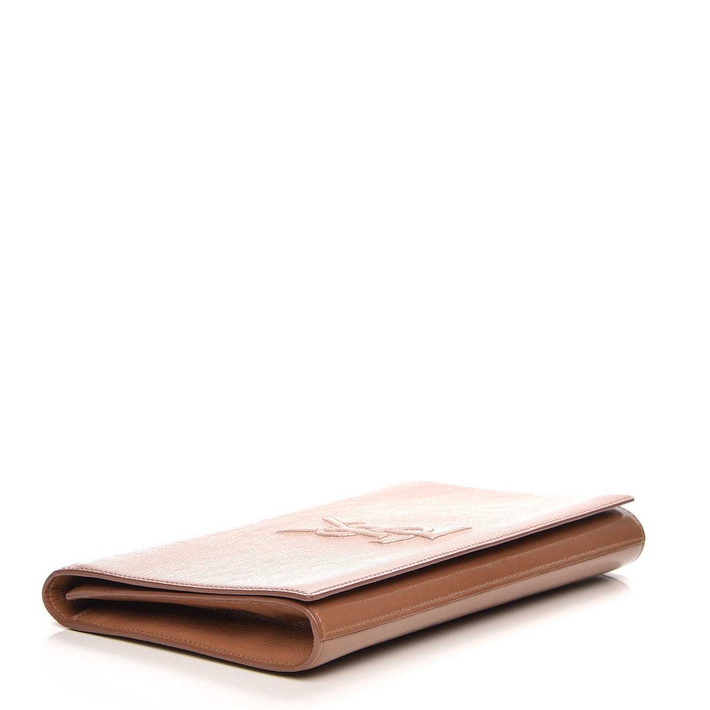 Textured Patent Calfskin Monogram Large Belle De Jour Clutch Nude