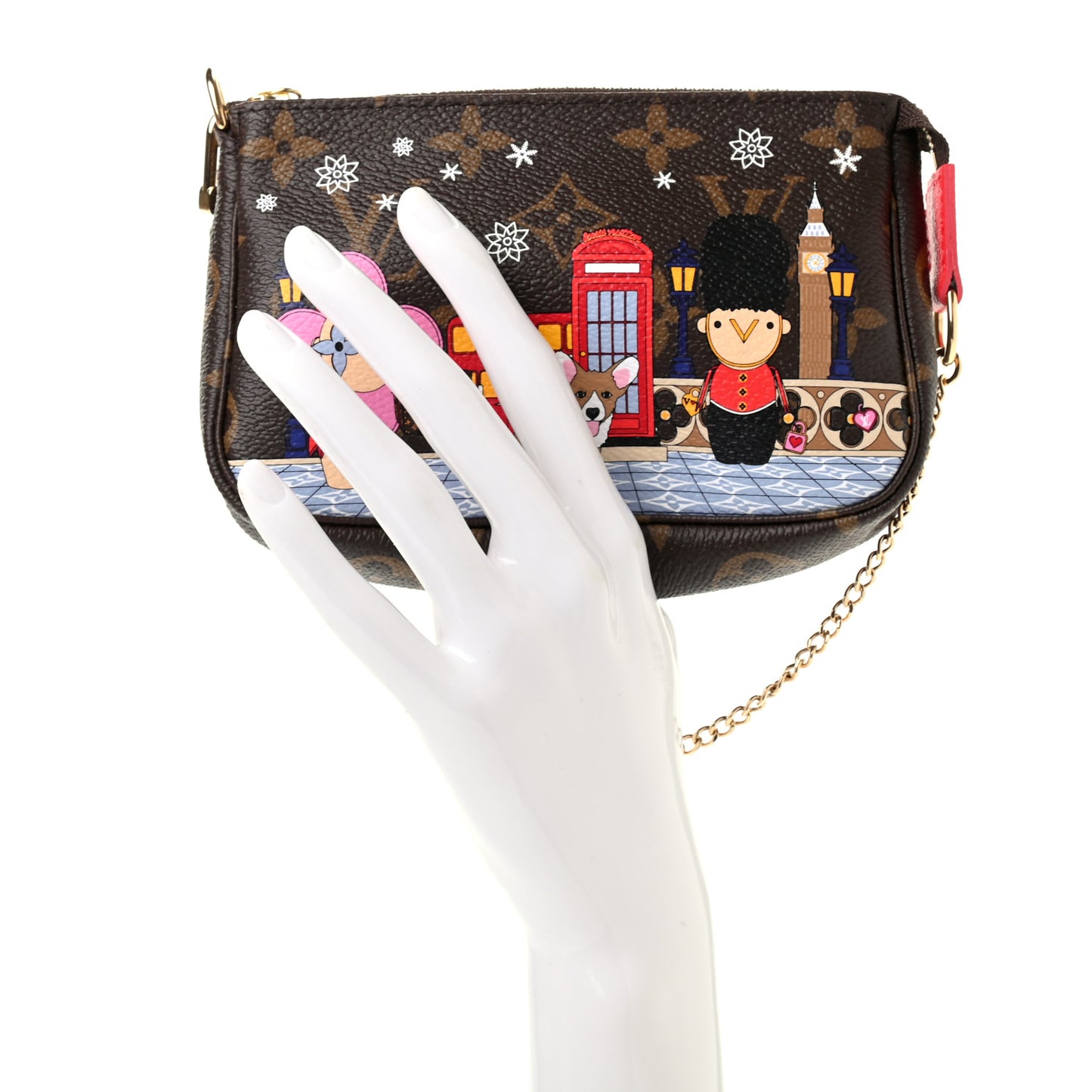 Monogram 2021 Christmas Animation London Mini Pochette Accessories Red