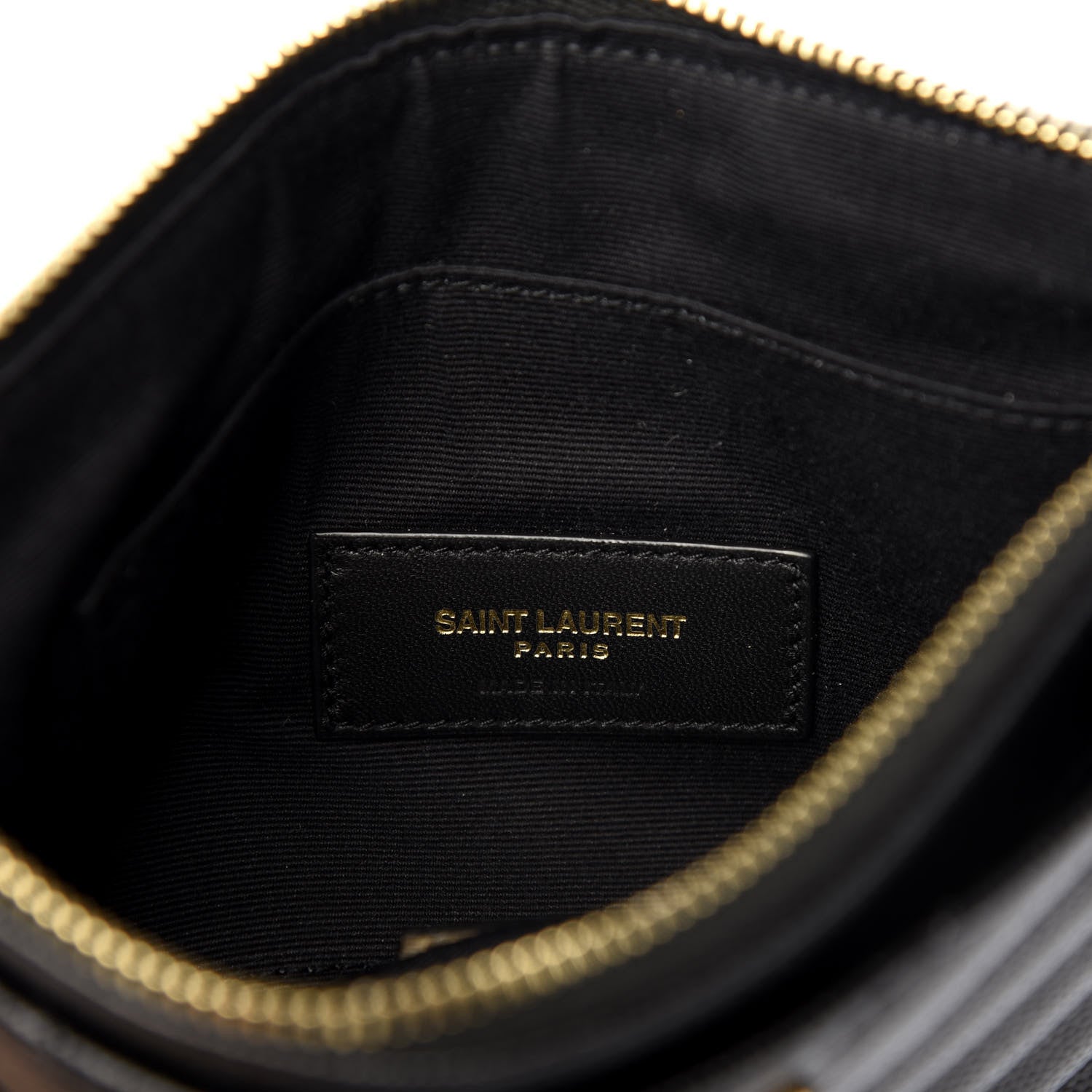 Saint Laurent Grain De Poudre Chevron Monogram Bill Pouch Black 6 of 8