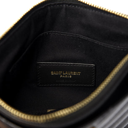 Saint Laurent Grain De Poudre Chevron Monogram Bill Pouch Black 6 of 8