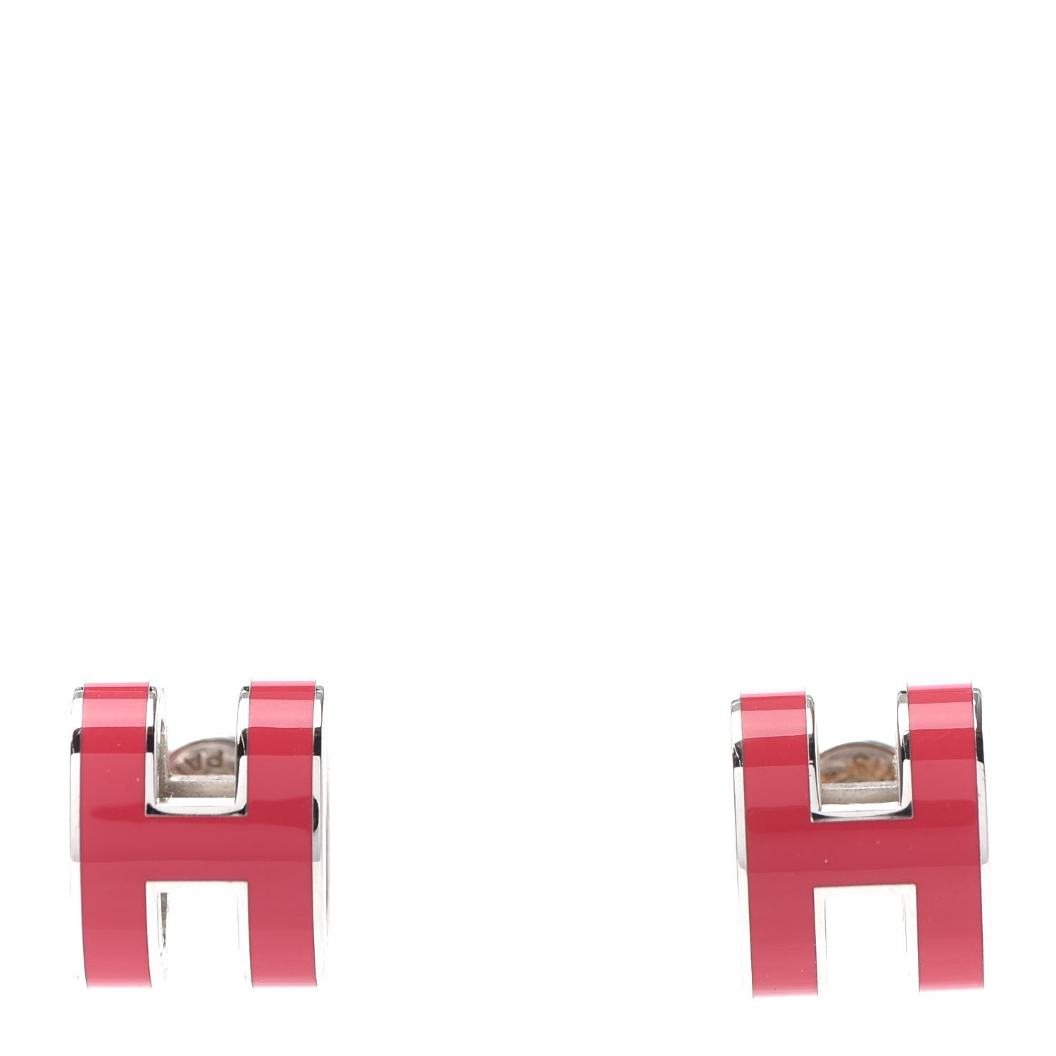 Hermes Palladium Lacquered Pop H Earrings Rose Extreme 1 of 5