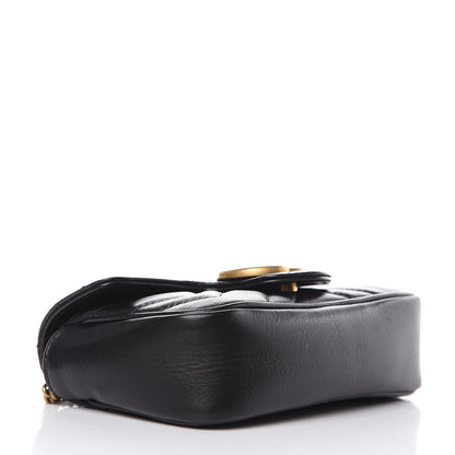 Gucci Calfskin Matelasse Super Mini GG Marmont Shoulder Bag Black 3 of 15