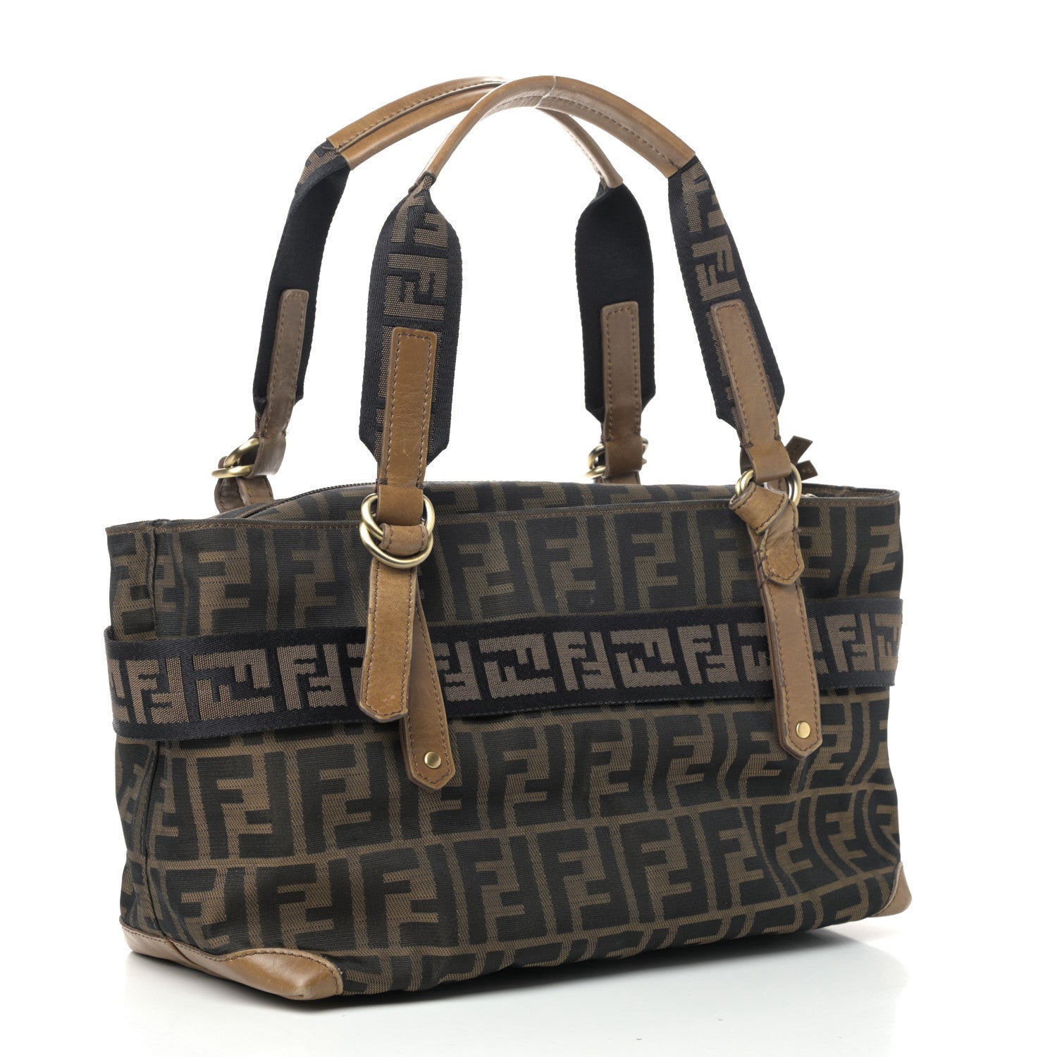 Fendi Zucca FF Top Handle Shoulder Bag Tobacco 2 of 16