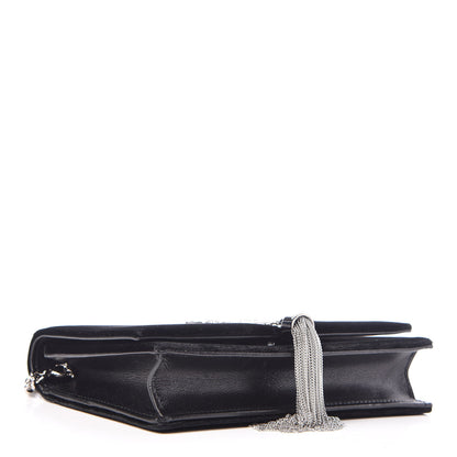 Saint Laurent Velvet Crystal Monogram Tassel Chain Wallet Black 4 of 10