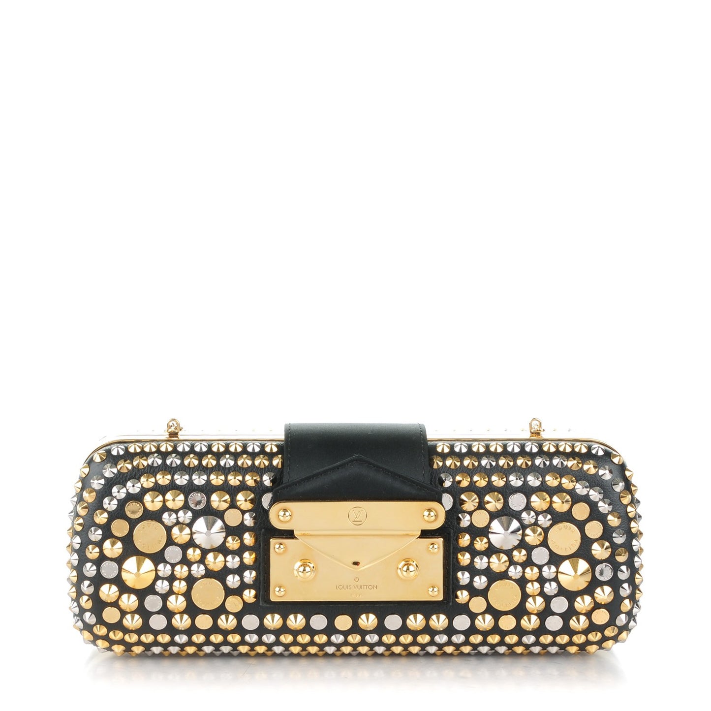Calfskin Studded Minaudiere Tresor Clutch