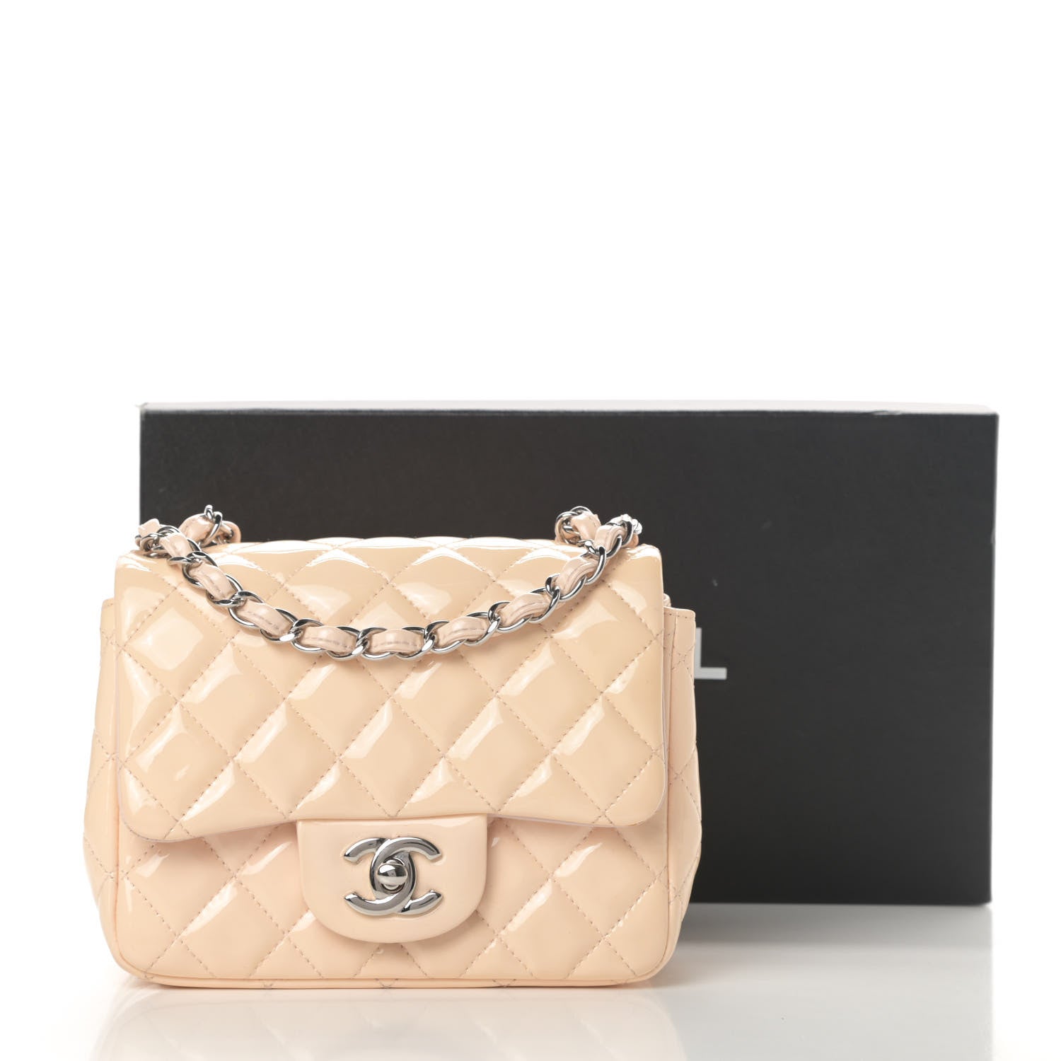 Chanel Patent Quilted Mini Square Flap Light Pink 14 of 14