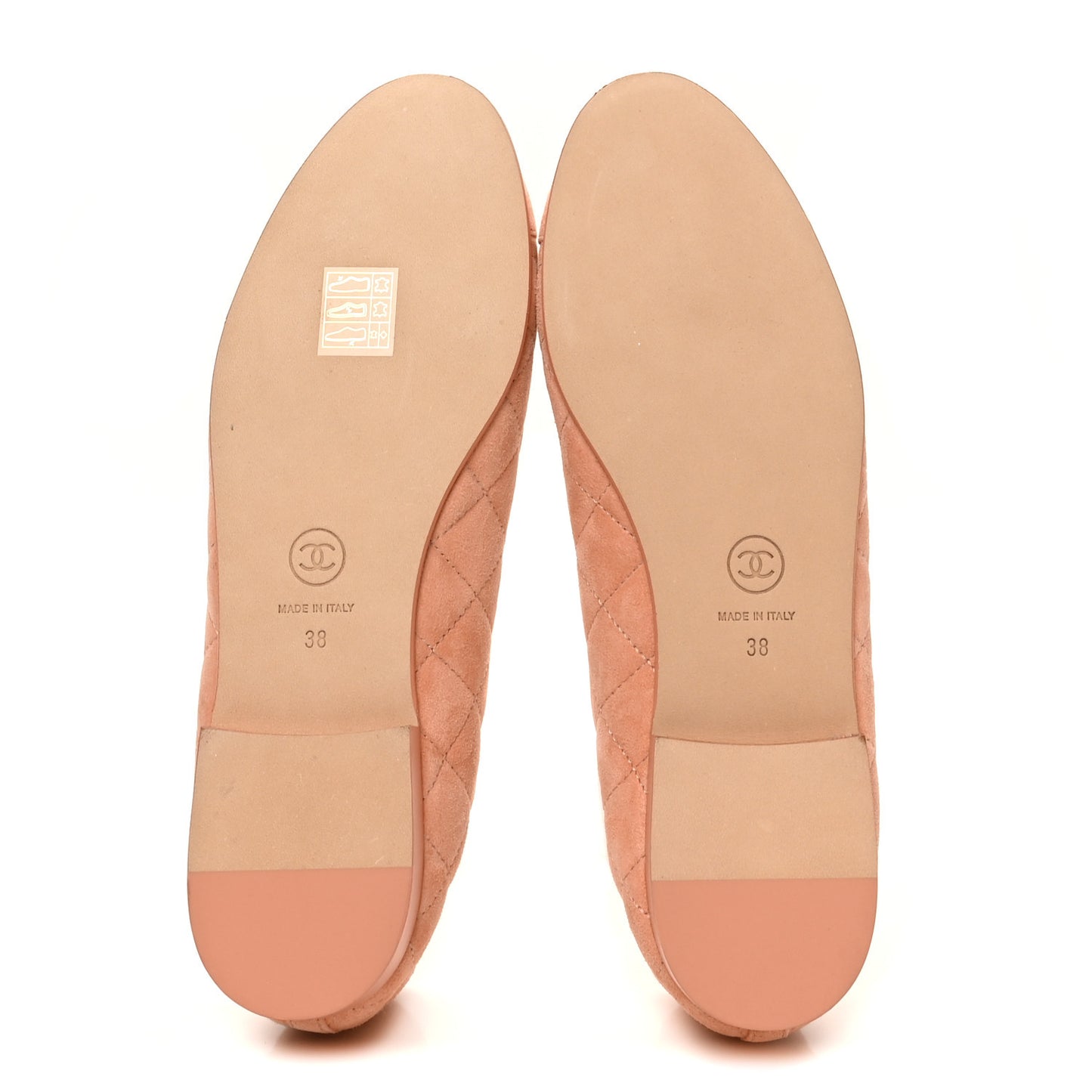 Suede Quilted Cap Toe CC Ballerina Flats 38 Light Orange