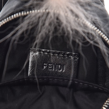 Fendi Nylon Shiny Nappa Nutria Fox Fur Monster Eyes Mini Backpack Charm Black Multicolor 3 of 5