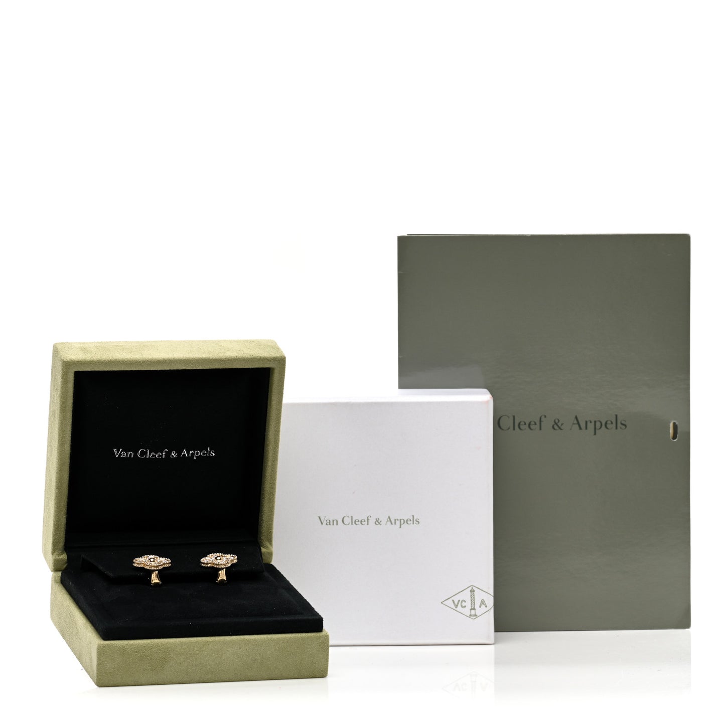 18K Yellow Gold Diamond Vintage Alhambra Earrings