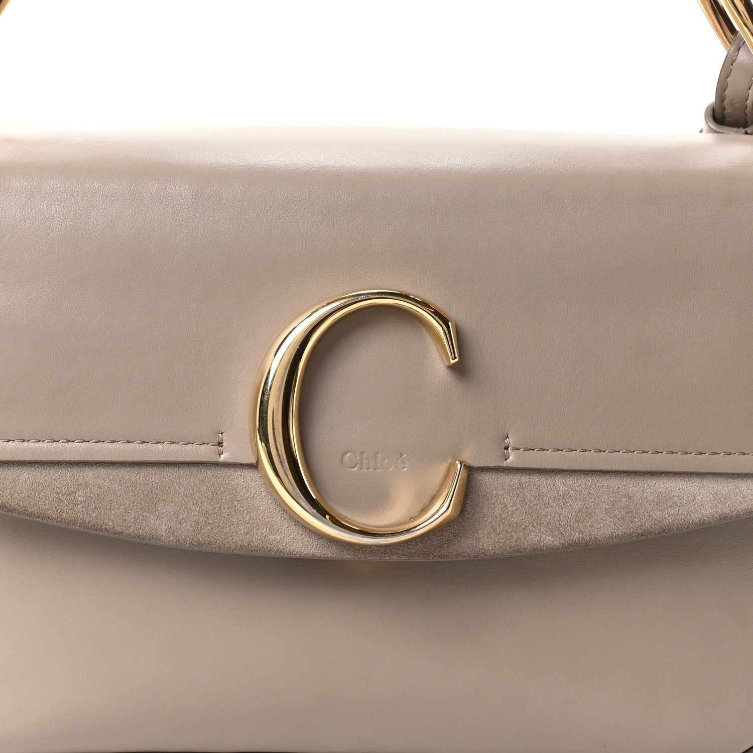 Chloe Shiny Calfskin Suede Small C Double Carry Bag Motty Grey 7 of 9