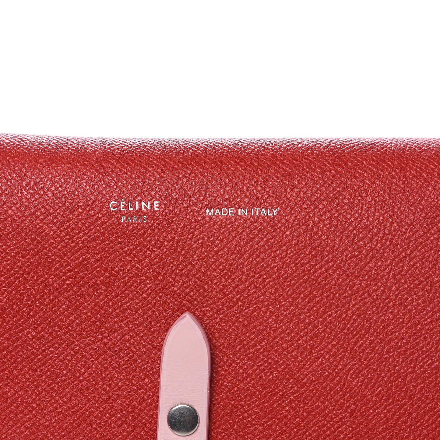 Grained Shiny Calfskin Strap Clutch Scarlet