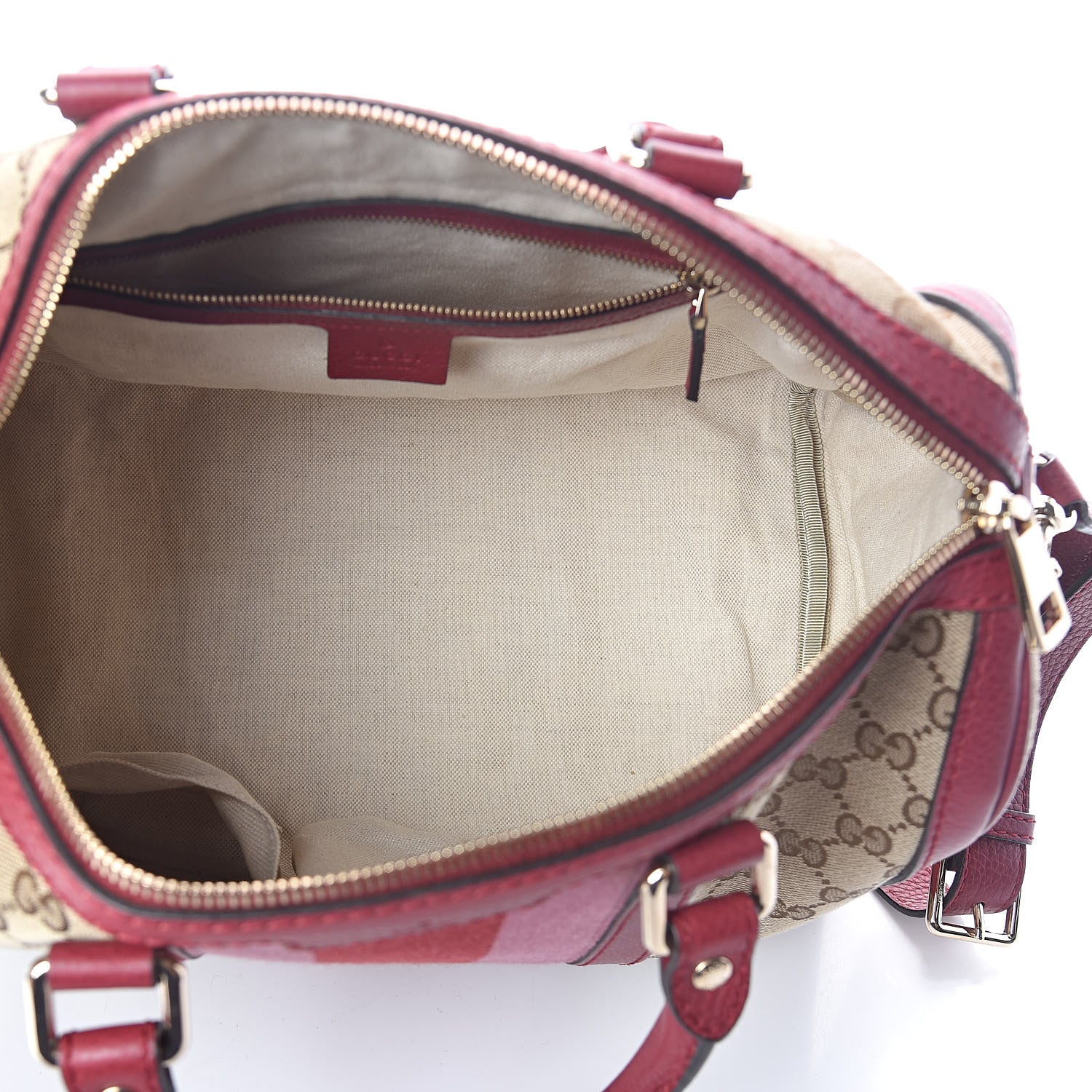 Gucci Monogram Cellarius Calfskin Vintage Web Medium Boston Beige Ebony Soft Burgundy Peonia Flower 5 of 9