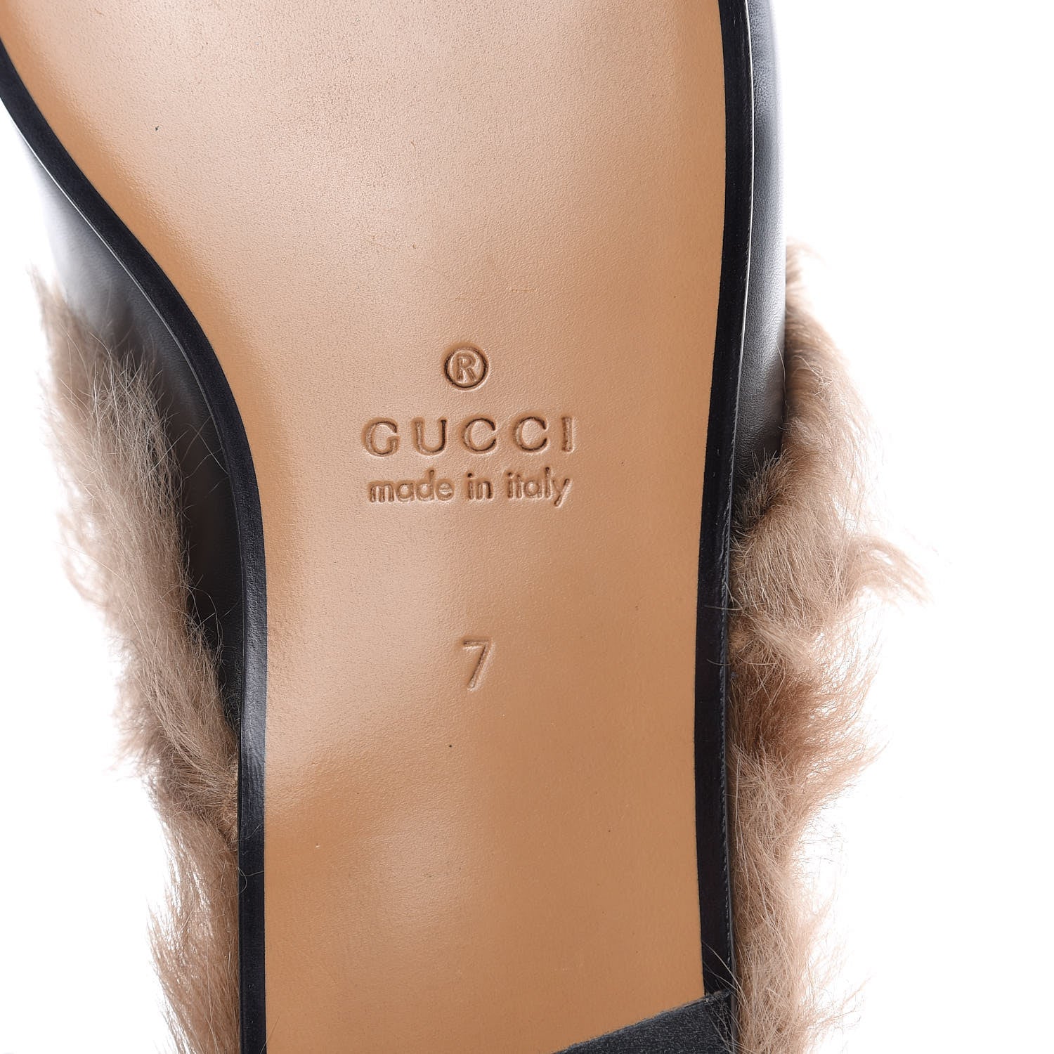 Gucci Calfskin Fur Angry Cat Embroidered Mens Princetown Slippers 7 Black 7 of 9