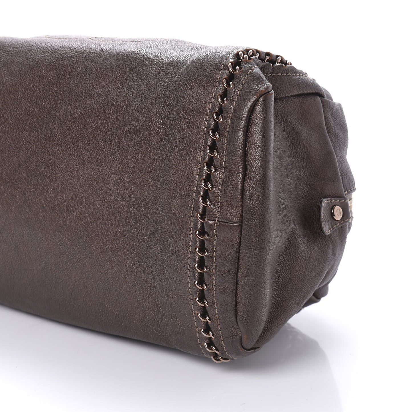 Goatskin Medium Luxe Ligne Bowler Brown