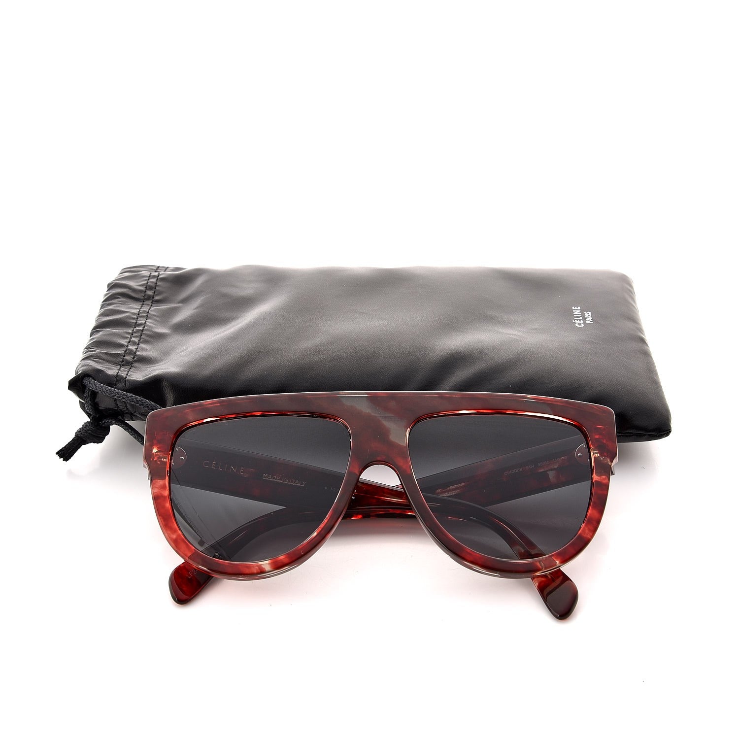 Celine Acetate Aviator Sunglasses CL 40001 Striped Red Havana 7 of 7