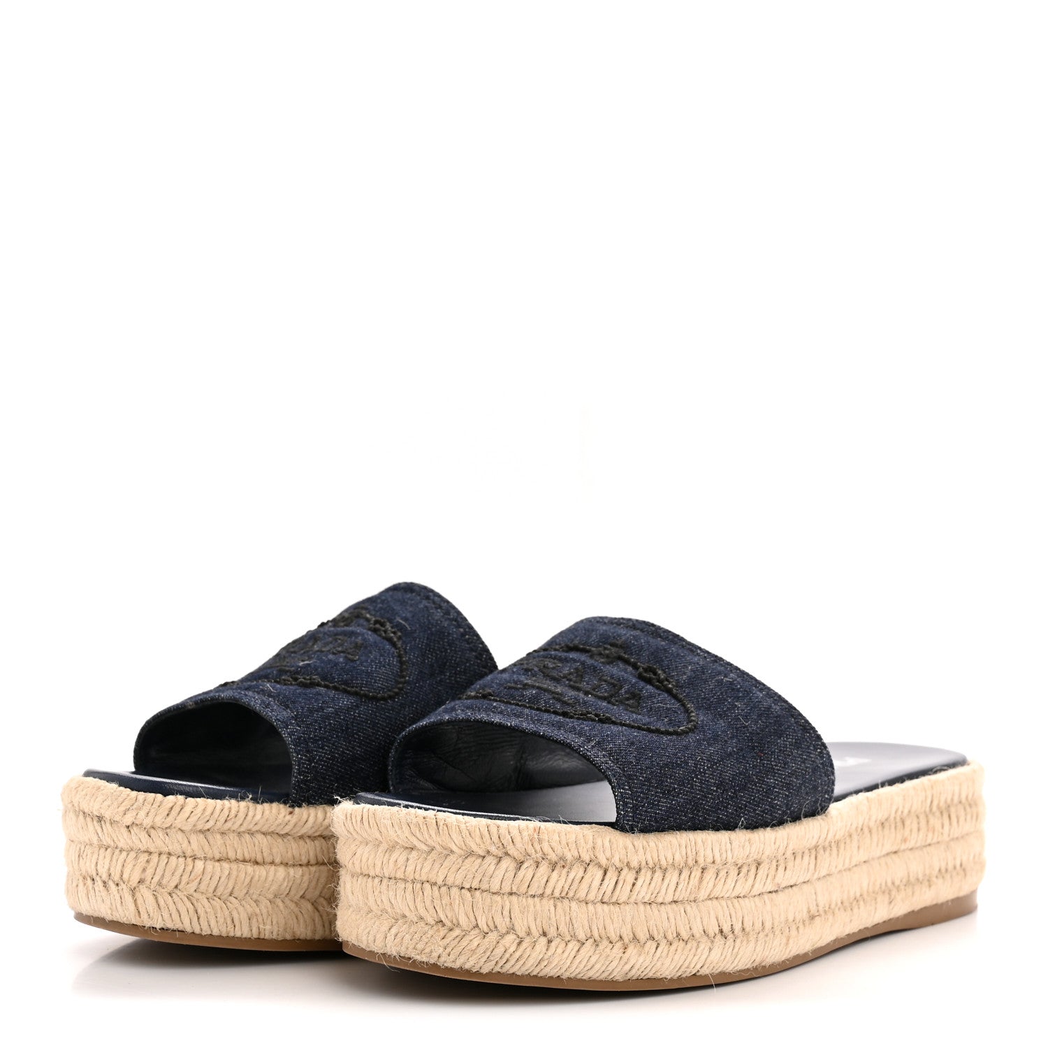Prada Denim Logo Espadrilles Sandals 39 Blue 4 of 9
