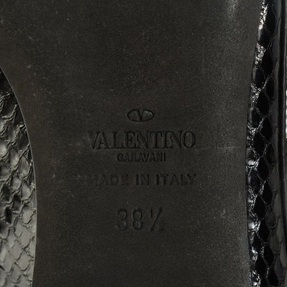 Valentino Garavani Ayers Snakeskin Rockstud Cage Ballerina Flats 38.5 Black 6 of 8