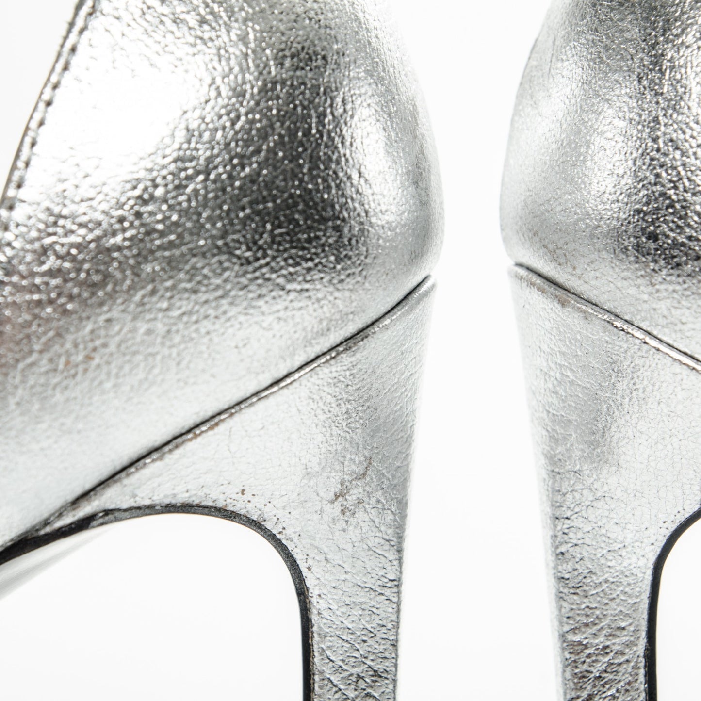 Metallic Calfskin Jane 110 Ankle Strap Sandals 36.5 Silver