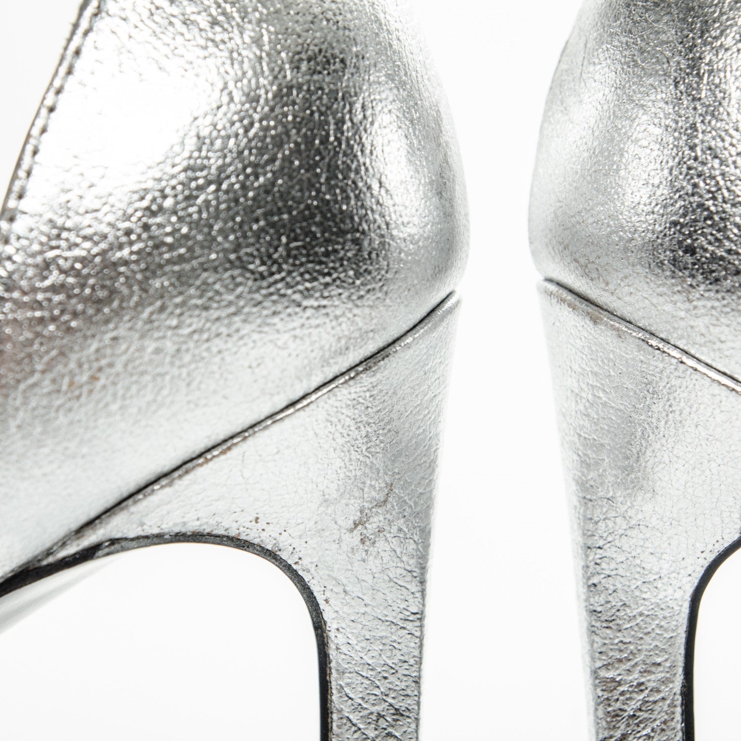 Saint Laurent Metallic Calfskin Jane 110 Ankle Strap Sandals 36.5 Silver 10 of 10