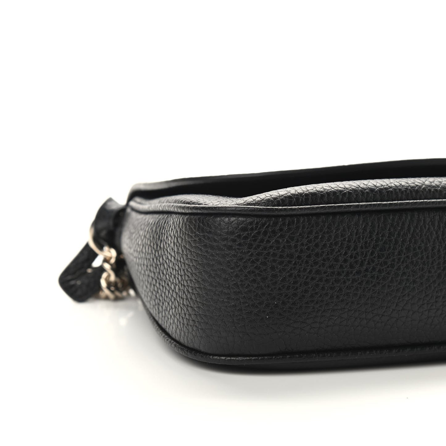 Pebbled Calfskin Medium Soho Flap Crossbody Black