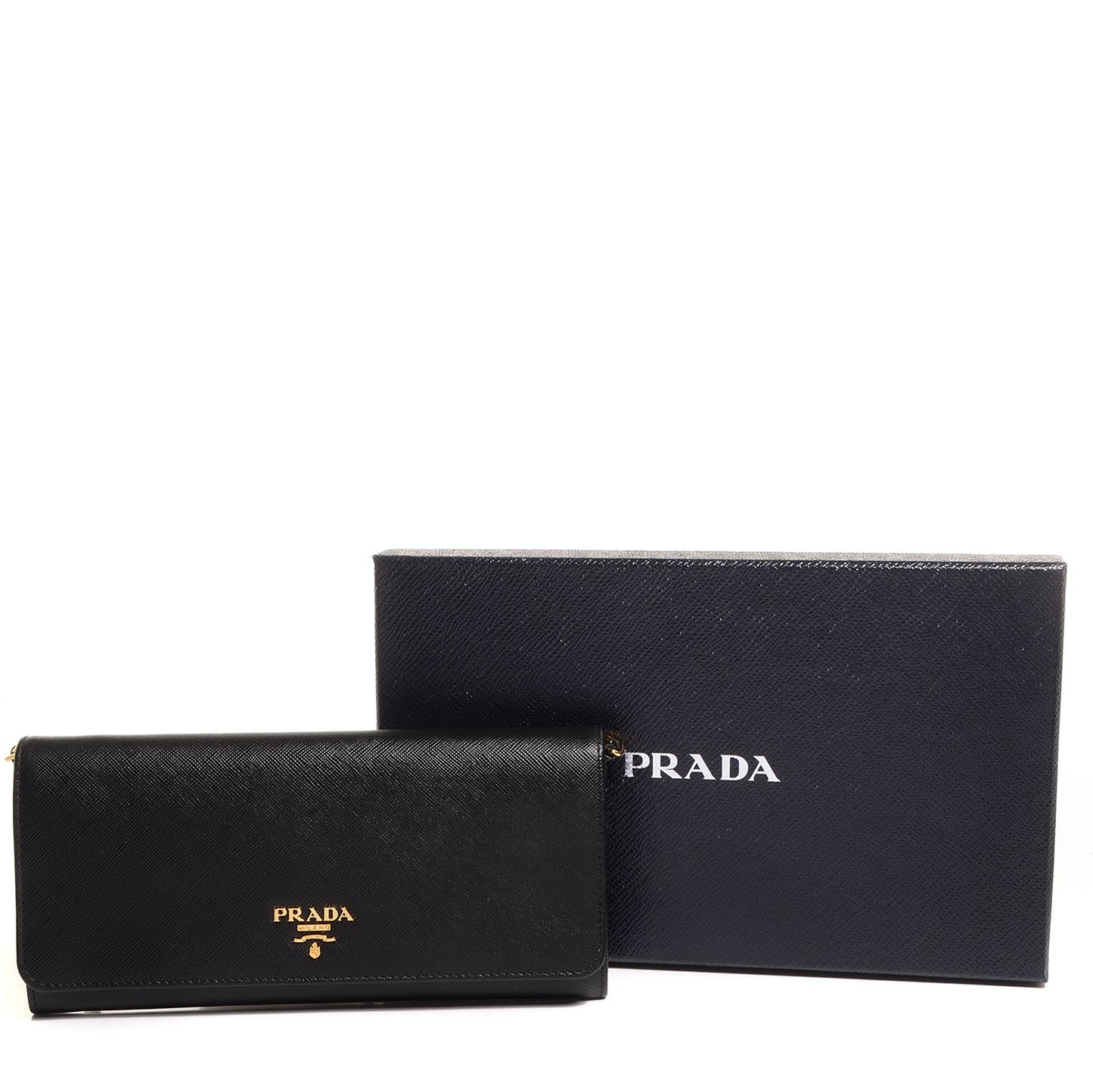Saffiano Metal Oro Chain Wallet Nero Black