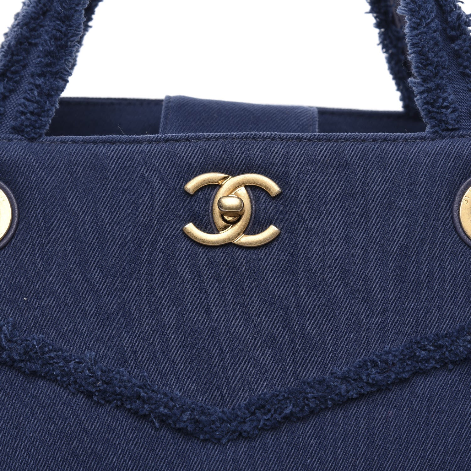 Chanel Denim Chevron Coco Tote Navy 9 of 9