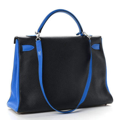 Hermes Taurillon Clemence Horseshoe Tri Color Kelly Retourne 40 Bleu Ocean Argile Bleu Hydra 3 of 13
