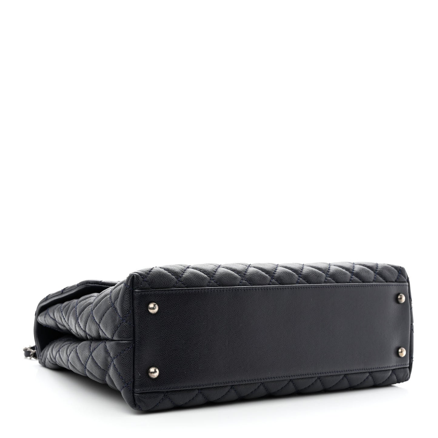 Caviar Quilted Large Coco Handle Flap Navy